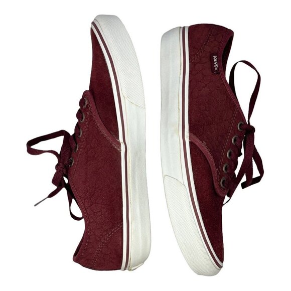 VANS OLD SKOOL Retro Low Top Sk8 Shoes Women 7‎ Burgundy Textured Suede Sneakers - Picture 6 of 14